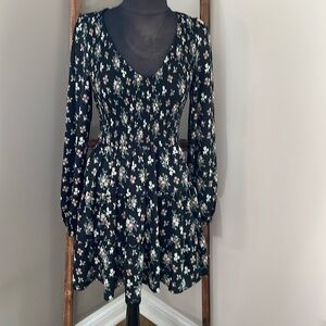 Super cute Altar’d State light  fabric black mini dress.